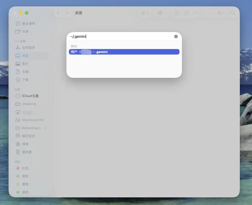 macOS 打开 .gemini 目录